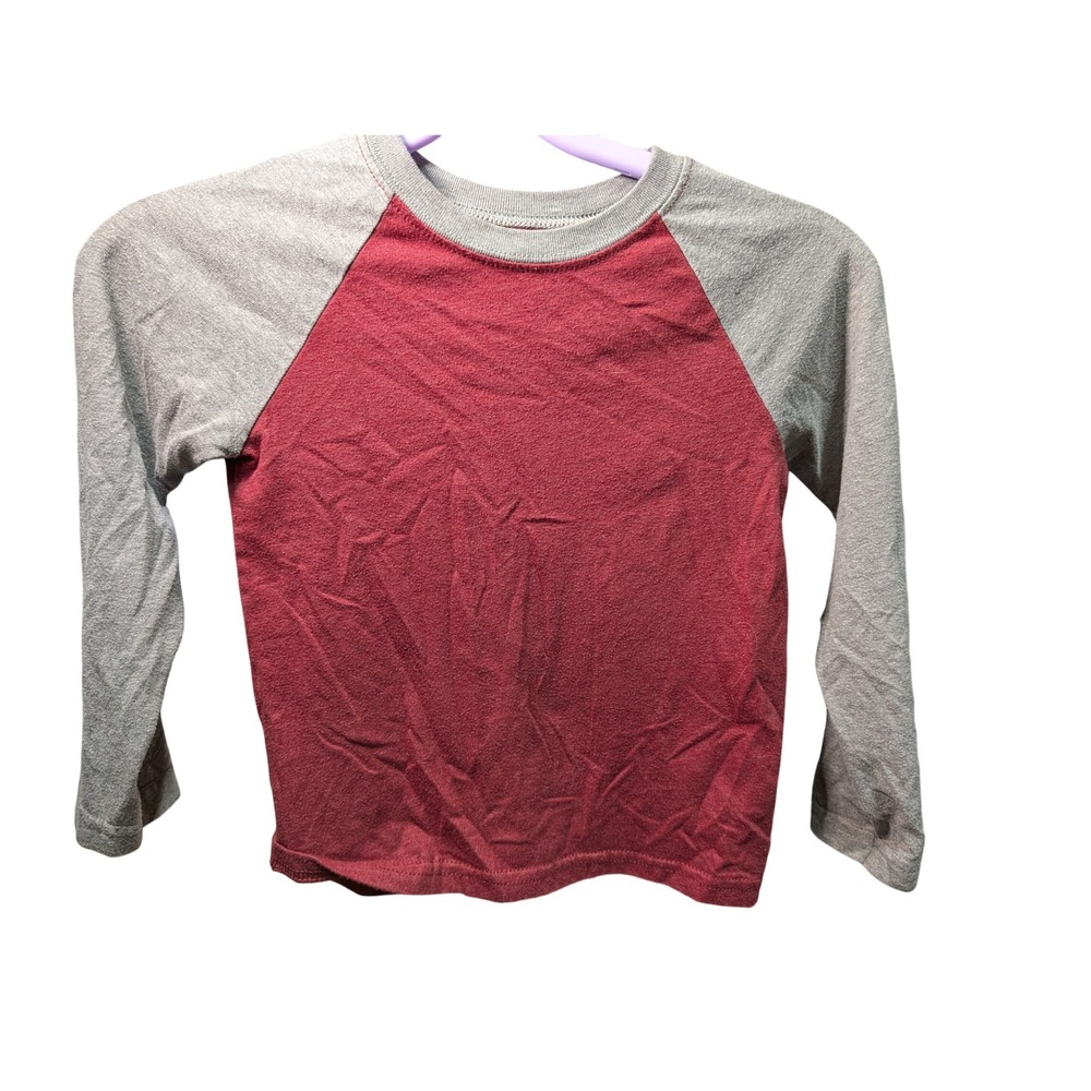 Garanimals Raglan Tee Kids 5T Red Gray Good Long Sleeve Colorblock Baseball Tee